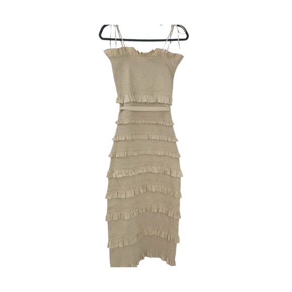 V. Chapman The Lily Dress Smocked Sleeveless In Neutral Warm Sand Size 2 NWOT - Picture 6 of 12